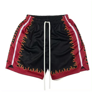 กางเกงบาสเก็ตบอลตาข่ายเอวกลางพรีเมียมแบบขายส่ง พิมพ์ลายซิลค์สกรีน แห้งเร็ว ระบายอากาศได้ดี สีสันตามสั่ง สไตล์ไฮสตรีท - Product Image 5