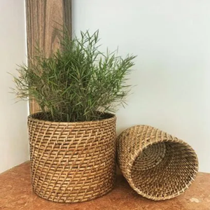 Un ensemble de deux grandes jardinières d'herbe moonj avec une poignée tressée pratique pour un transport facile, disponibles au prix de gros. - Product Image 5