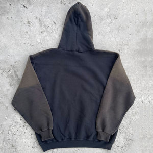 Pull-over vintage en coton épais et personnalisé pour hommes, avec patch délavé à l'acide, sweats à capuche de couleur unie pour l'hiver - Product Image 5