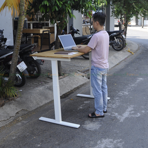 Height-Adjustable <b>Bamboo</b> <b>Table</b> with Hand Crank 120x60cm - Product Image 3