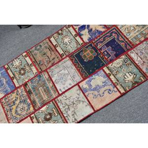 Tapis classique turc vintage 21x48 pieds laine beige fait à la main motif rectangle abstrait soutenu en latex pour une utilisation dans le couloir - Product Image 5