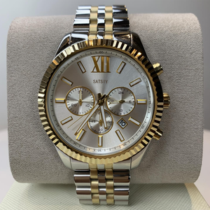 MK-A thanh lịch người đàn ông thạch anh xem với cổ điển chữ số La Mã Vàng quay số và 22mm thép không gỉ ban nhạc cho thời trang kinh doanh - Product Image 2