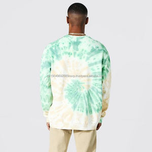 Sudaderas Personalizadas al por Mayor de Poliéster de Manga Larga para Hombre, Estilo Tie-Dye Verde, Cuello Redondo, Estilo Jersey de Otoño - Product Image 4