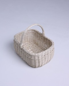 White Handmade Wicker <b>Basket</b> with Handle Handmade <b>Storage</b> <b>Baskets</b> Natural Rattan Modern Multifunction Made in Viet Nam - Product Image 2