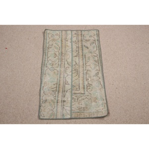 Alfombra Turca de 1.5x2.5 pies (46x76 cm), Alfombra Vintage Azul Abstracta - Product Image 1