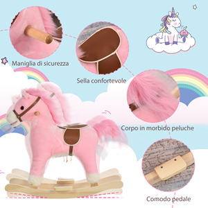 HOMCOM-Caballo de juguete de madera con sonidos realistas para bebés de 36 a 72 meses, AA Incluye 2 pilas, color rosa - Product Image 6