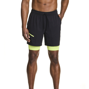 New Design Men's 2-in-1 Quick Dry Basketball Training Sports Shorts 100% Cotton Breathable Streetwear for Workout and Running - Product Image 2