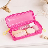 Pochette cosmétique en PVC personnalisée OEM ODM, étanche, avec fermeture éclair, sac de maquillage tendance, organiseur de toilette de voyage pour femmes