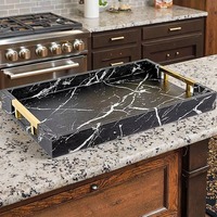 Bandeja de Servir de Mármol de Lujo, Ecológica, Duradera, Grabada a Mano, Elegante y Muy Solicitada, para Decoración de Mesa de Centro o Desayuno