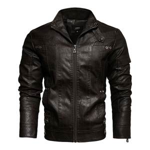 Blouson en cuir pour hommes vente en gros Bomber décontracté Zipper survêtement usine OEM - Product Image 2