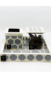 Ensemble de brûleur à bakhoor aromatique en bois de santal incrusté d'os fait à la main, avec plateau et boîte de rangement, design décoratif écologique pour la maison - Product Image 5