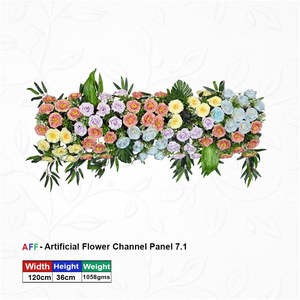 Panel de Rosas Arcoíris Pastel Symphony de Fábrica de Flores Artificiales, Fila de Rosas Azul Cielo y Melocotón Coral, 120cm Premium - Product Image 2