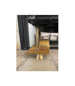 Oval body brass <b>coal</b> <b>bucket</b> with long handle and period style finish ideal for colonial themed interiors or lodge settings - Product Image 3