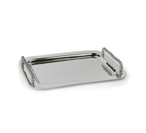 Creative Rectangular Stainless Steel <b>Tray</b> with Gold Handles Shinny Polished Hammered Texture Wedding <b>Decorative</b> <b>Tray</b> - Product Image 6