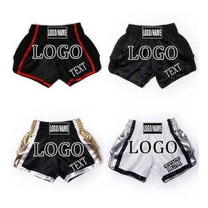 กางเกง MMA มวยไทยขาสั้นผ้าโพลีเอสเตอร์ระบายอากาศแห้งเร็วพิมพ์โลโก้ได้ตามต้องการ - Product Image 1