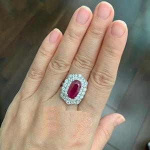 6.07CT ทองคำขาวแหวนเพชรพลอยทับทิมแบบไม่มีความร้อนแข็ง925แหวนชุบเงินแหวนเพชรแซฟไฟร์สีชมพูวงรีสำหรับผู้หญิง - Product Image 5