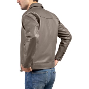 Dernière conception confortable de haute qualité en peau de mouton col rabattu hommes mode veste en cuir avec manches complètes - Product Image 3