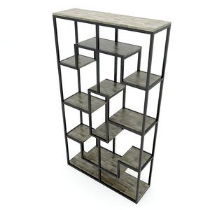 Decorative <b>Shelf</b> with Iron Frame 100x30x182cm Made of Rubber Wood KS68062 - Product Image 4