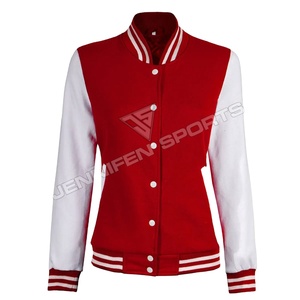 Veste universitaire de haute qualité Letterman laine simple coquille unie pour femme, manches en cuir, fermeture à bouton, doublure matelassée à l'intérieur - Product Image 1