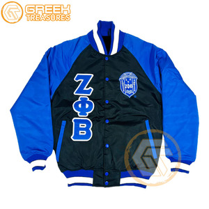 เสื้อแจ็กเก็ตทีมโรงเรียน Zeta phi Beta เสื้อแจ็กเก็ตสโมสรผ้าซาตินปักตราและมีตัวอักษรละเอียดกว่ากำหนดเอง - Product Image 3