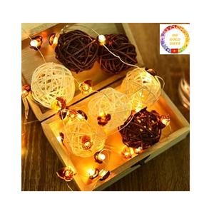 Lumières de boule en rotin vietnamien faites à la main pour la fête de mariage de chambre et les idées de décoration de Noël - Product Image 2