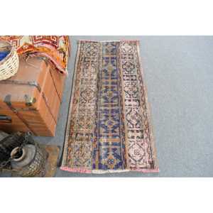 Alfombra Turca de 2.2x4.3 pies, Alfombra Pequeña Vintage, Alfombra Azul Camuflaje - Product Image 1