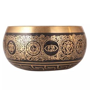 Cuenco de Canto de latón de Buda de calidad superior 7 Chakra meditación Yoga grabado puro hecho a mano cuenco de canto tibetano - Product Image 1