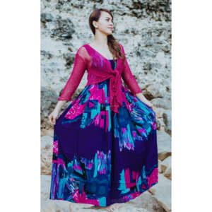 B3009 <b>Ladies</b> <b>Poncho</b> Style Shrugs Top Blouse Beautiful Indonesian IKAT Wrap Stretchy Fabric Plus Size Women's Blouses Shirts - Product Image 4