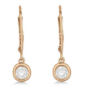 Boucles d'oreilles pendantes en or rose 14 carats avec diamants de 1,00 carat - Product Image 1
