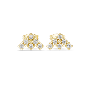 Boucles d'oreilles en grappe de diamants, diamants de laboratoire, clarté VVS-VS EF, 0,24 ct, disponibles en or 18 carats, 14 carats, 10 carats et argent 925, rose - Product Image 1