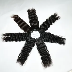 Wholesale Remy 100% Unprocessed Machine Double Weft Wavy Bundles Temple Indian Human Hair Extensions