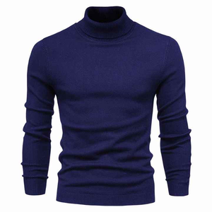 Jersey de cuello alto para hombre, suéter de punto de manga larga con textura de gofre, suéter de talla grande con diseño acanalado informal transpirable - Product Image 1