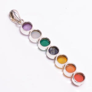 Venta al por mayor 925 plata esterlina 7 Chakra colgante clásico joyería de moda con piedras preciosas mixtas para regalos de fiesta - Product Image 2