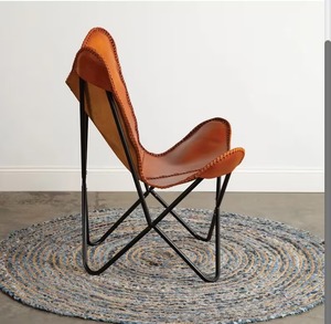 Handmade Leather Butterfly <b>Chair</b> Rustic Style Iron Frame Foldable <b>for</b> Indoor/Outdoor <b>for</b> Home Office Bedroom Dining Room Leisure - Product Image 3