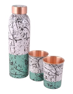 Elegante botella de cobre con 2 vasos Durable Home Office Gifting Drinkware Hidratación Uso diario Agua hirviendo Segura para fiestas - Product Image 1