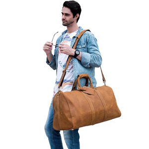 กระเป๋าทรงดัฟเฟิลกีฬาผู้ชายพับเก็บได้กระเป๋าใส่เสื้อผ้าหนังโลโก้ที่กำหนดเองได้หรูหรา - Product Image 6