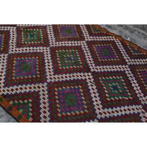 Tapis turc vintage grande surface 6.2 X 12.8ft classique marron vert Patchwork Design fait à la main laine Latex pour couloir chambre décor - Product Image 5