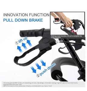 רולטר הליכון קשישים באיכות גבוהה אלומיניום קל משקל 4 גלגלים רולטר הליכון קומפקטי אדום לנכים עם בלמים - Product Image 4