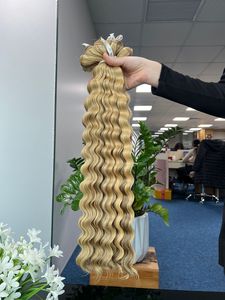 Rubio 100% Extensiones de cabello humano Textura recta natural Piano Color Cabello Extensión de cabello ondulado y rizado - Product Image 3