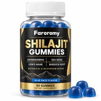 Complément Alimentaire OEM Blue Razz Shilajit Gummies Mélange de Champignons Botaniques 60 Gummies Complément Herbal pour Adultes