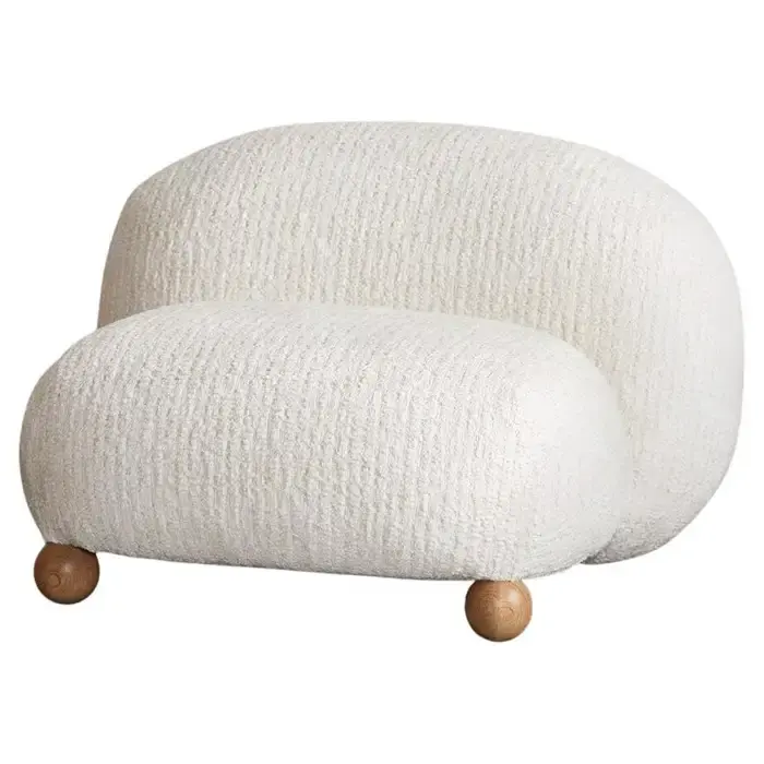 Sofá contemporâneo de alta densidade para sala de estar, sofá de tecido de esponja com base de bola de madeira