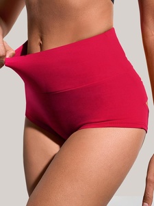Short de fitness couleur unie en forme de V pour femme pantalon de yoga fermeture élastique 100% polyester séchage rapide léger sans couture pour - Product Image 4
