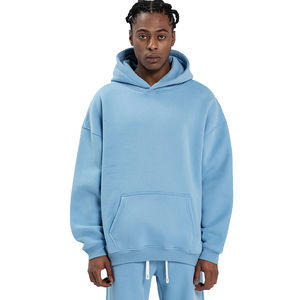 Sweatshirts à capuche surdimensionnés 100% coton de haute qualité pour hommes, sweatshirts d'hiver à manches longues anti-rétrécissement avec logo imprimé personnalisé - Product Image 1