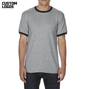 Sports Vintage T-<b>Shirt</b> Blank Mens Large <b>White</b> Blue Ringer <b>Short</b> <b>Sleeve</b> 50/50 T <b>Shirt</b> - Product Image 2