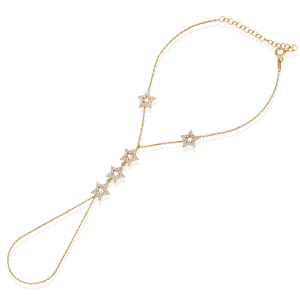 Pulsera de Plata de Ley 925 Turca Hecha a Mano con Circonitas Blancas y Baño de Oro, Diseño Cinco Estrellas, Joyería para Fiesta - Product Image 1