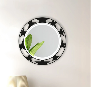 Espejo, decoración de pared de espejo moderno, espejo de pared redondo moderno de metal, arte redondo de metal - Product Image 1