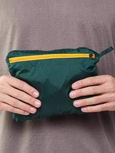 Veste coupe-vent en toile enduite à blocs de couleur à capuche pour homme, demi-zip, légère, respirante, en polyester, poche avant, printemps, extérieur - Product Image 6