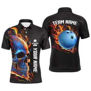 Custom Logo Printed <b>Men's</b> <b>Bowling</b> Polo <b>Shirt</b>-Waterproof Quick Dry 100% Polyester Team League <b>Shirt</b> - Product Image 1