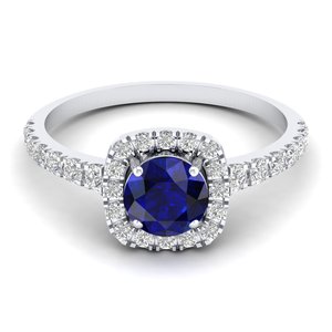 REYES haute qualité 14K or jaune taille ronde 0.84Ct bleu saphir pierres précieuses bagues pour femmes luxe diamant fiançailles cadeau bagues - Product Image 5