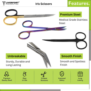 Ciseaux à micro dissection Iris, acier chirurgical incurvé/droit ophtalmique, chirurgie plastique rhinoplastie ciseaux autoclavable CE - Product Image 5